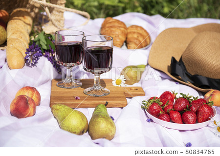 Romantic picnic scene on summer day Romantic picnic scene on summer day 80834765