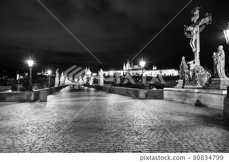 Illuminated Prague landmarks by night Illuminated Prague landmarks by night 80834799