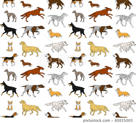 Vector seamless pattern of hand drawn dog - Stock Illustration ...