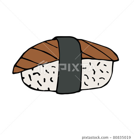 Vector hand drawn doodle sketch colored sushi roll Vector hand drawn doodle sketch colored sushi roll 80835019