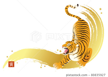Real and cool tiger (tiger) 2022 New Year's card template vector illustration (business. Stylish 80835927