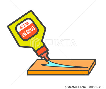 Illustration of putting out adhesive and working 80836346