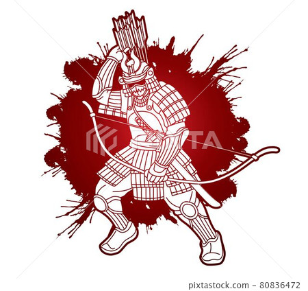 Samurai Warrior with Weapon Bushido Action Ready to Fight Cartoon Graphic Vector 80836472
