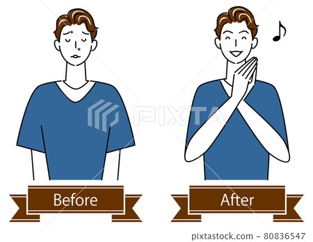 Skin Care Face Skin Trouble "Mole" Before After Cute Male Illustration Simple Vector 80836547