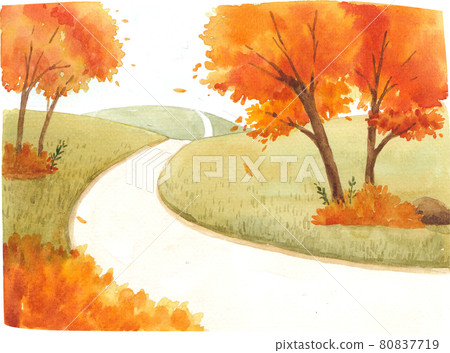 Autumn animals concept watercolor 80837719