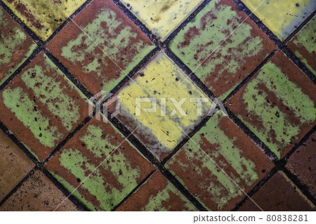 Old Vintage Stripped Beige Decorative Floor Tiles with Cracks Texture Old Vintage Stripped Beige Decorative Floor Tiles with Cracks Texture 80838281