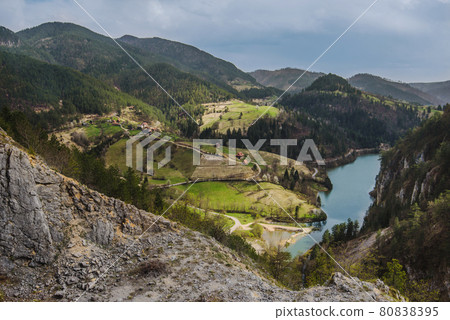 Lake Spajici Panorama from Zaovine Viewpoint Lake Spajici Panorama from Zaovine Viewpoint 80838395