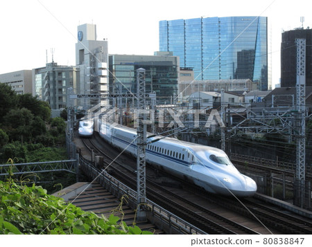 東海道新幹線N700S系列穿越東京品川區權現山公園 東海道新幹線N700S系列穿越東京品川區權現山公園 80838847