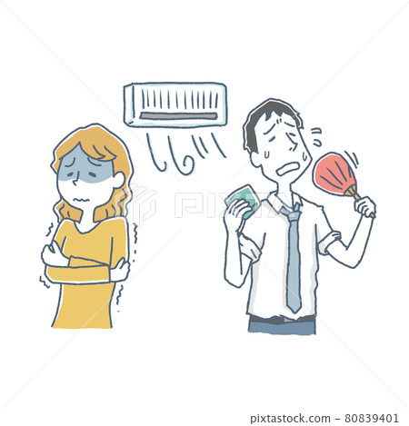 Women and hot men who get cold in the air conditioner 80839401