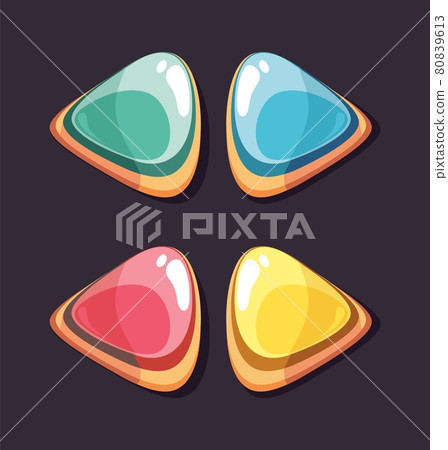 Gaming interface buttons. Glossy button, right or left, back and forth arrows set. Cartoon elements for game design, vector color user app icons 80839613