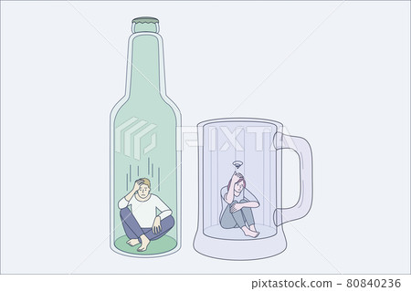 Addiction to alcohol and depression concept 80840236