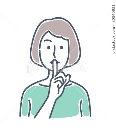 用食指放在嘴上的女性圖標 前上身 80840921
