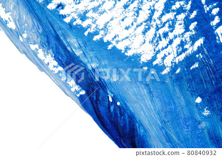 blue abstract acrylic painting color texture on white paper background by using rorschach inkblot method 80840932