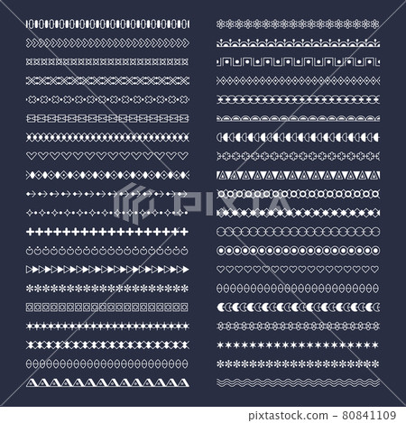 Seamless borders. Line graphical elements horizontal simple rope dividers bars recent vector flat template Seamless borders. Line graphical elements horizontal simple rope dividers bars recent vector flat template 80841109
