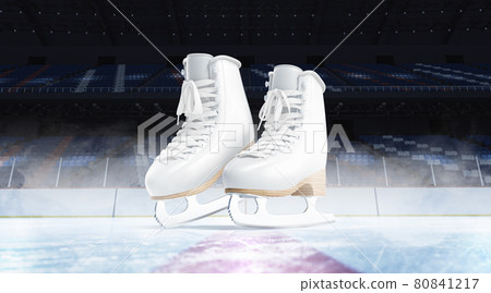 Blank ice rink surface with skates background... - Stock Illustration ...