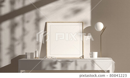 Blank wood square frame mock up interior background Blank wood square frame mock up interior background 80841223