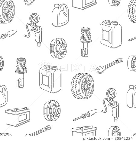 Car service seamless pattern. Auto center repair background for advertising with transport items. Car service seamless pattern. Auto center repair background for advertising with transport items. 80841224