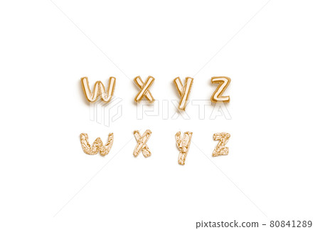 Inflated, deflated gold w x y z letters, balloon font Inflated, deflated gold w x y z letters, balloon font 80841289