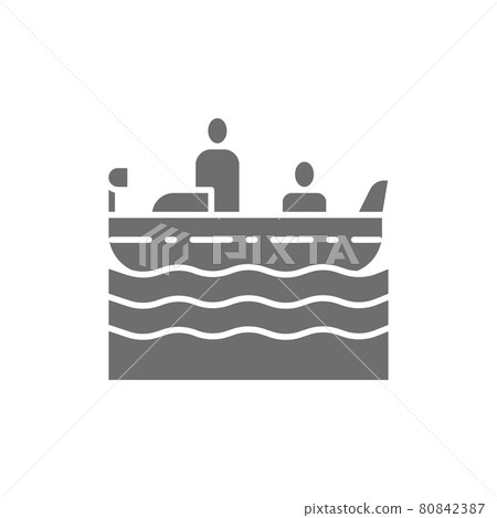 Venice gondola, gondolier grey icon. Isolated on white background 80842387