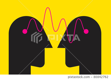Empathy logo. Two male profiles with wave of understanding Empathy logo. Two male profiles with wave of understanding 80842762
