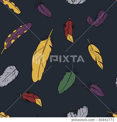 Seamless pattern with hand drawn doodle boho... - Stock Illustration ...
