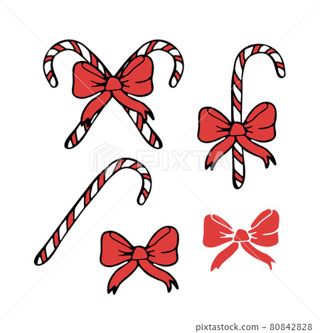 Striped candy canes with bow knot isolated on... - Stock Illustration ...