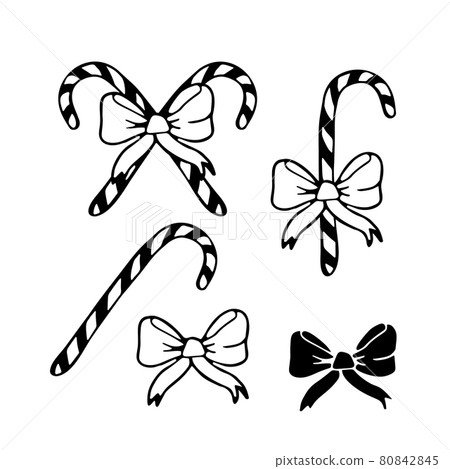 Striped candy canes with bow knot isolated on... - Stock Illustration ...