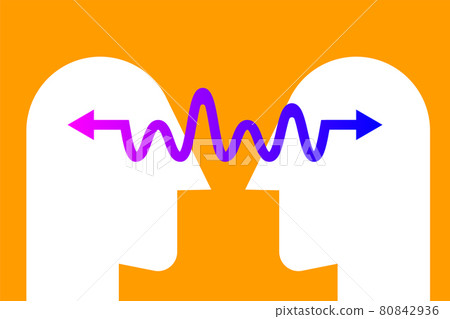 Empathy icon with two profiles and arrow 80842936