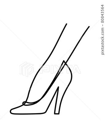 Outline of female foot and high heeled shoe Outline of female foot and high heeled shoe 80843564
