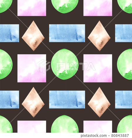 Illustration drawing watercolor seamless pattern of shapes on a background. 80843887
