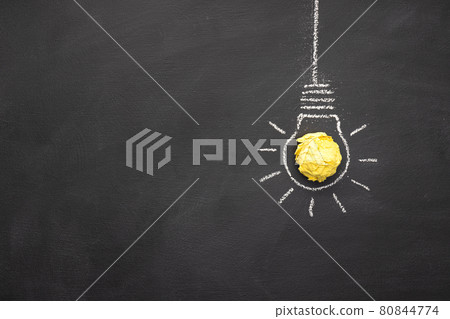 Hand Drawn Light Bulb On blackboard with Copy space. Bright Idea or Creative process concept Hand Drawn Light Bulb On blackboard with Copy space. Bright Idea or Creative process concept 80844774
