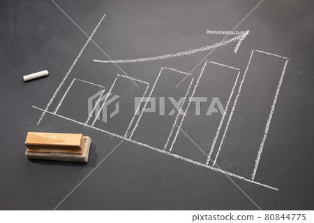 Hand drawn growing Business bar chart on blackboard. Business growth concept Hand drawn growing Business bar chart on blackboard. Business growth concept 80844775