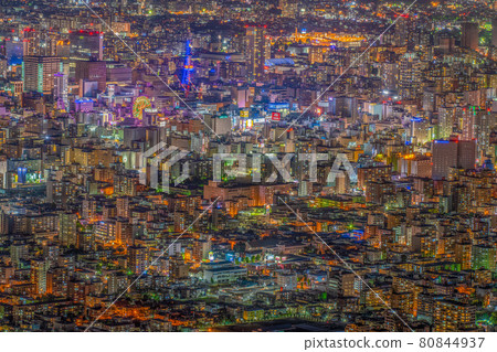 北海道札幌藻岩山夜景HDR城市景觀 80844937