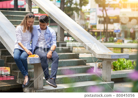 Boyfriend and Girlfriend Resting Outdoors Boyfriend and Girlfriend Resting Outdoors 80845056