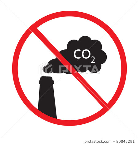 prohibited cloud CO2 from chimney on white... - Stock Illustration ...