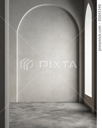 Empty interior with arcs and blank wall. 3d render illustration mockup. Empty interior with arcs and blank wall. 3d render illustration mockup. 80845348