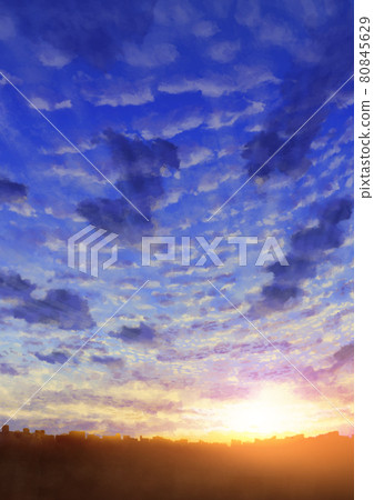 透視秋天的黃昏，日出，卷雲 80845629