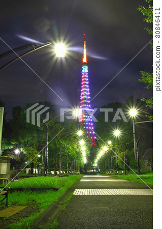 燈火通明的東京塔 燈火通明的東京塔 80846411