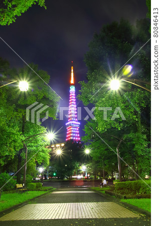 燈火通明的東京塔 80846413