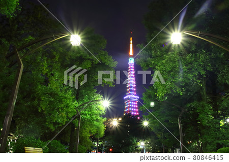 燈火通明的東京塔 燈火通明的東京塔 80846415