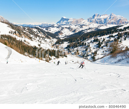 Skiers on a piste Skiers on a piste 80846490