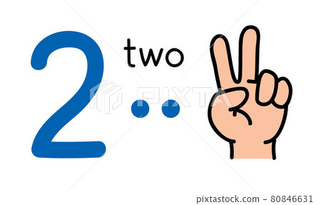 2, Kids hand showing the number two hand sign. 80846631