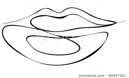 Female lips line art 80847562