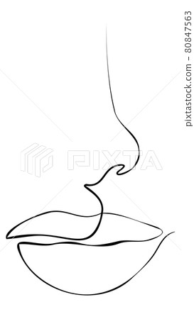 Female lips line art 80847563