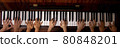 preschoolers are practicing piano at home. Top view 80848201