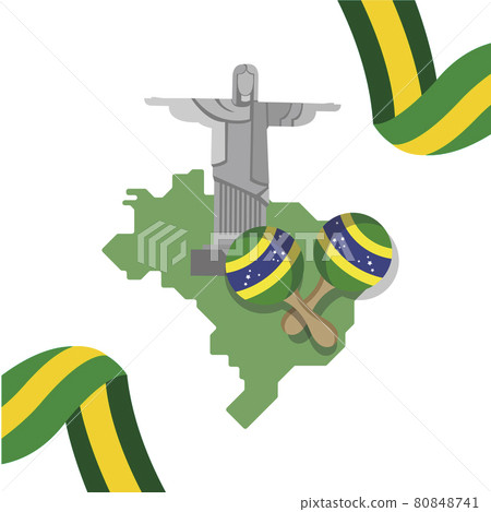 Christ redeemer in a map Brazil Independence day 80848741