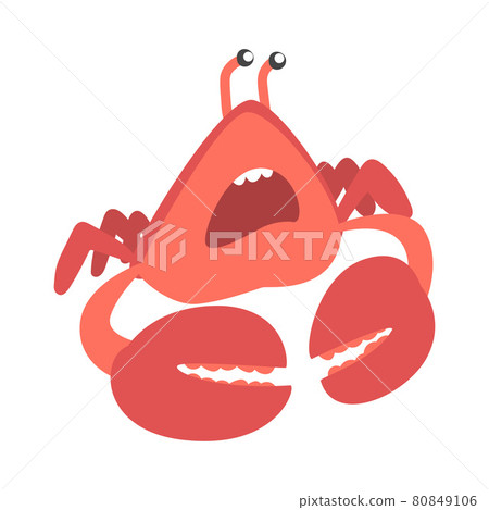 Red Crab Character as Aquatic Mammal with Pair of Pincers Shouting Vector Illustration Red Crab Character as Aquatic Mammal with Pair of Pincers Shouting Vector Illustration 80849106