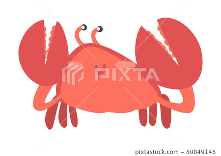Red Crab Character as Aquatic Mammal with Pair of Pincers Smiling Vector Illustration Red Crab Character as Aquatic Mammal with Pair of Pincers Smiling Vector Illustration 80849148