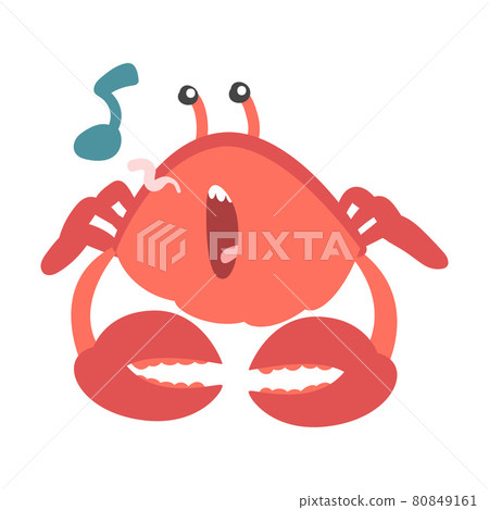 Red Crab Character as Aquatic Mammal with Pair of Pincers Singing Vector Illustration Red Crab Character as Aquatic Mammal with Pair of Pincers Singing Vector Illustration 80849161
