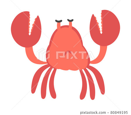 Red Crab Character as Aquatic Mammal with Pair of Pincers with Sad Face Vector Illustration Red Crab Character as Aquatic Mammal with Pair of Pincers with Sad Face Vector Illustration 80849195